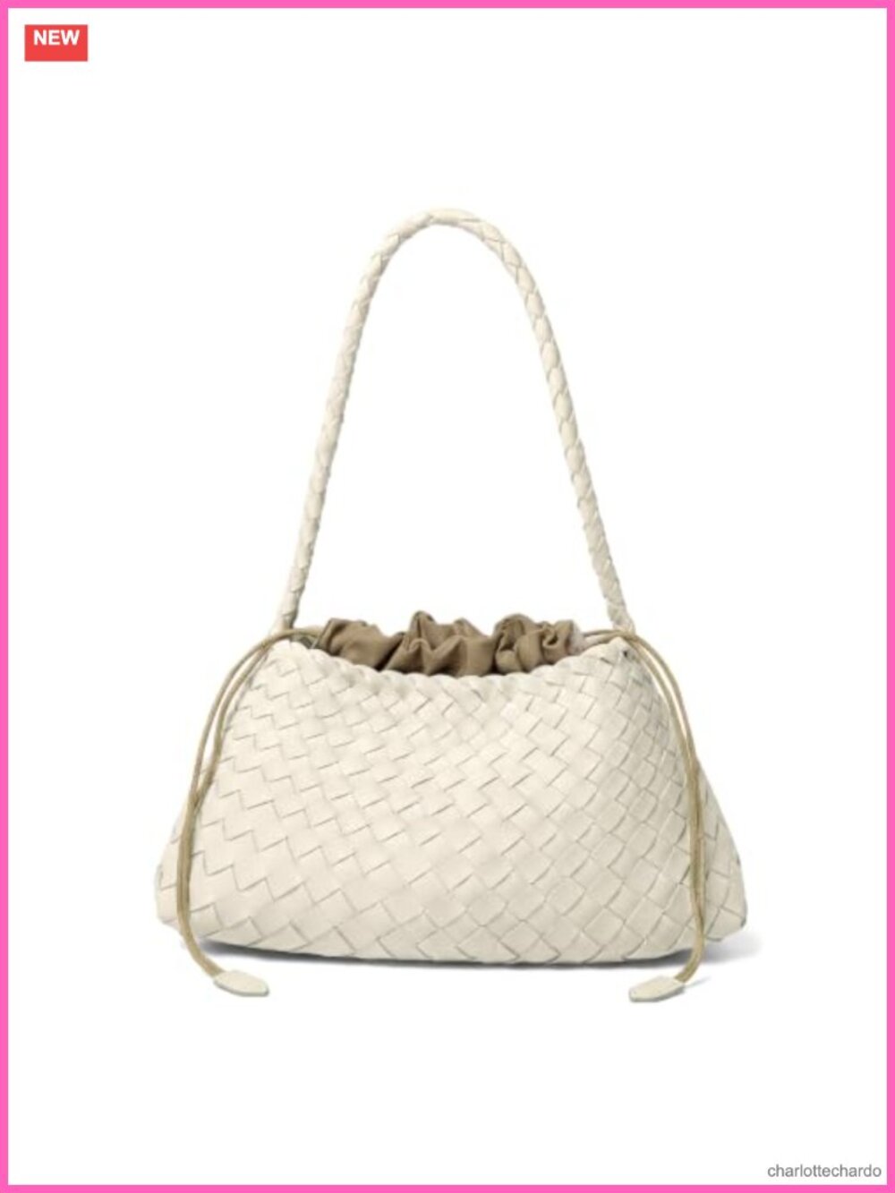 Woven Vegan Leather Hobo Shoulder Bag with Drawstring Pouch